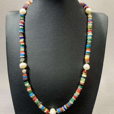 Collier multi pierre naturelle Heishis et perles d'eau douce